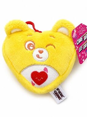 CARE BEARS NWT Yellow Heart Backpack Clip Plush Soft Keychain Collectible Gift